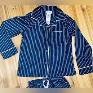Pajamagram Girls Size 10 Pajama set navy and white stripes - Excellent condition